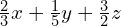\frac{2}{3}x+\frac{1}{5}y+\frac{3}{2}z