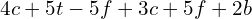 4c+5t-5f+3c+5f+2b