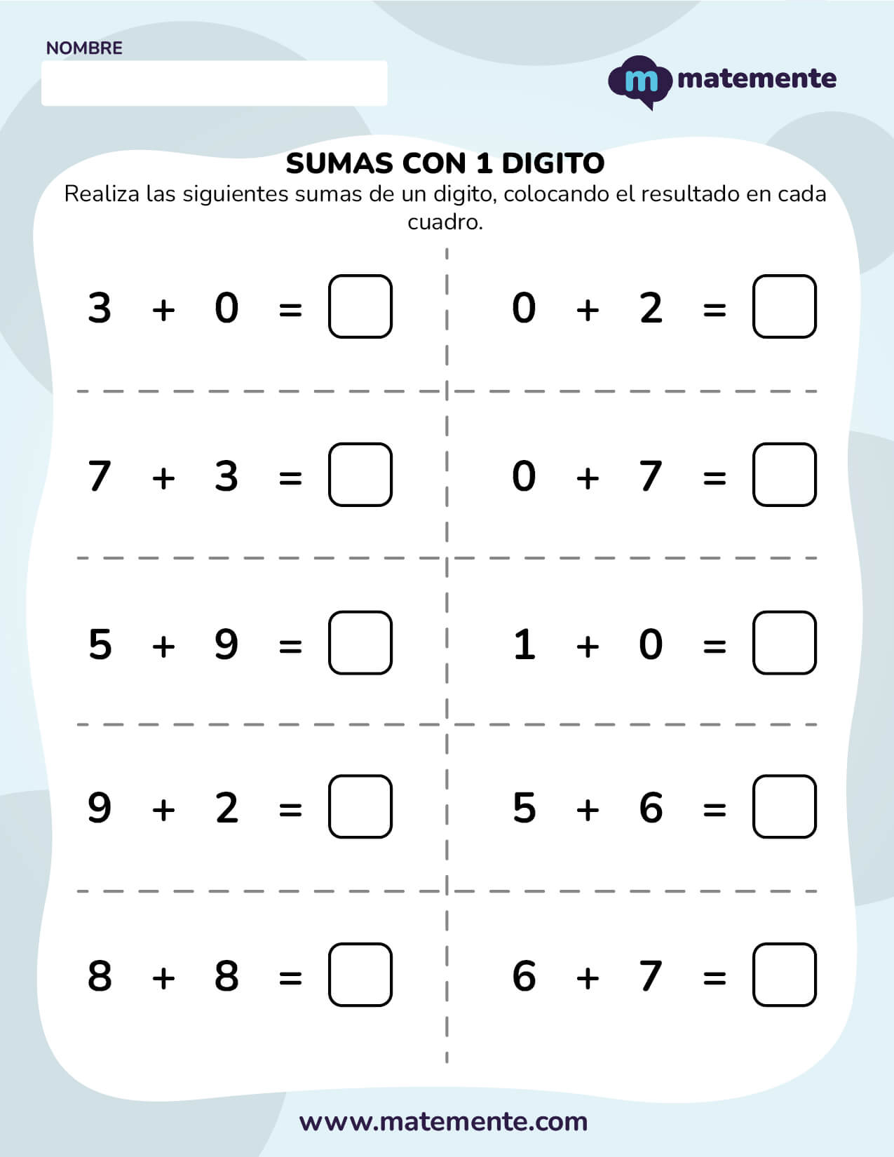 ficha 6 suma de un digito