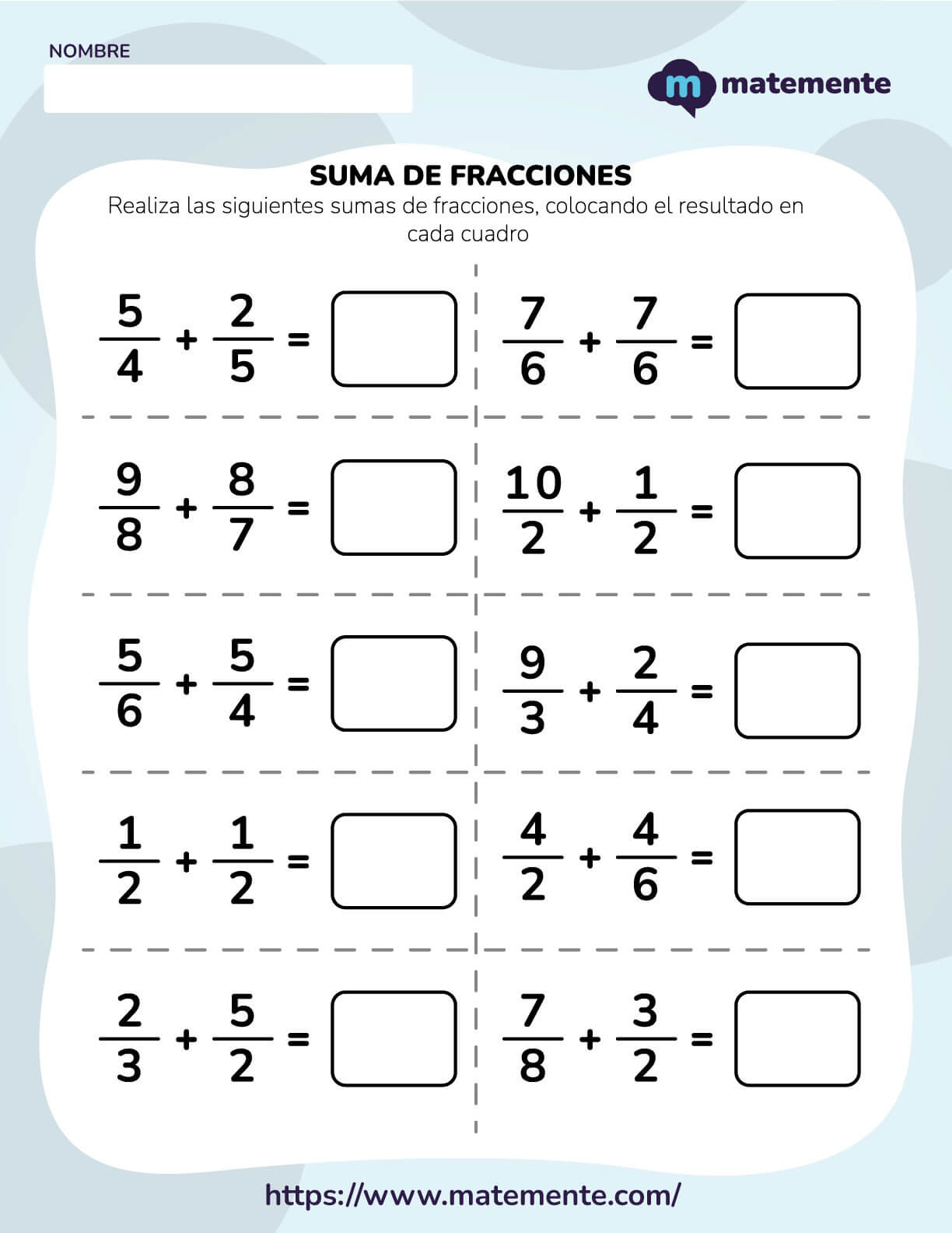 Ejercicios de suma de fracciones 4