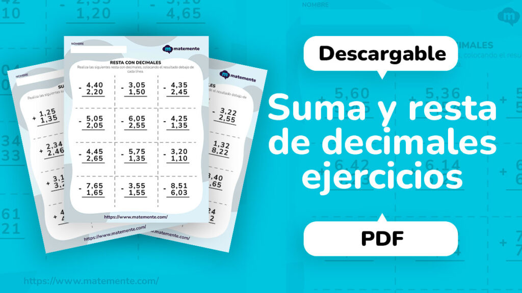 Suma y resta de decimales ejercicios para imprimir