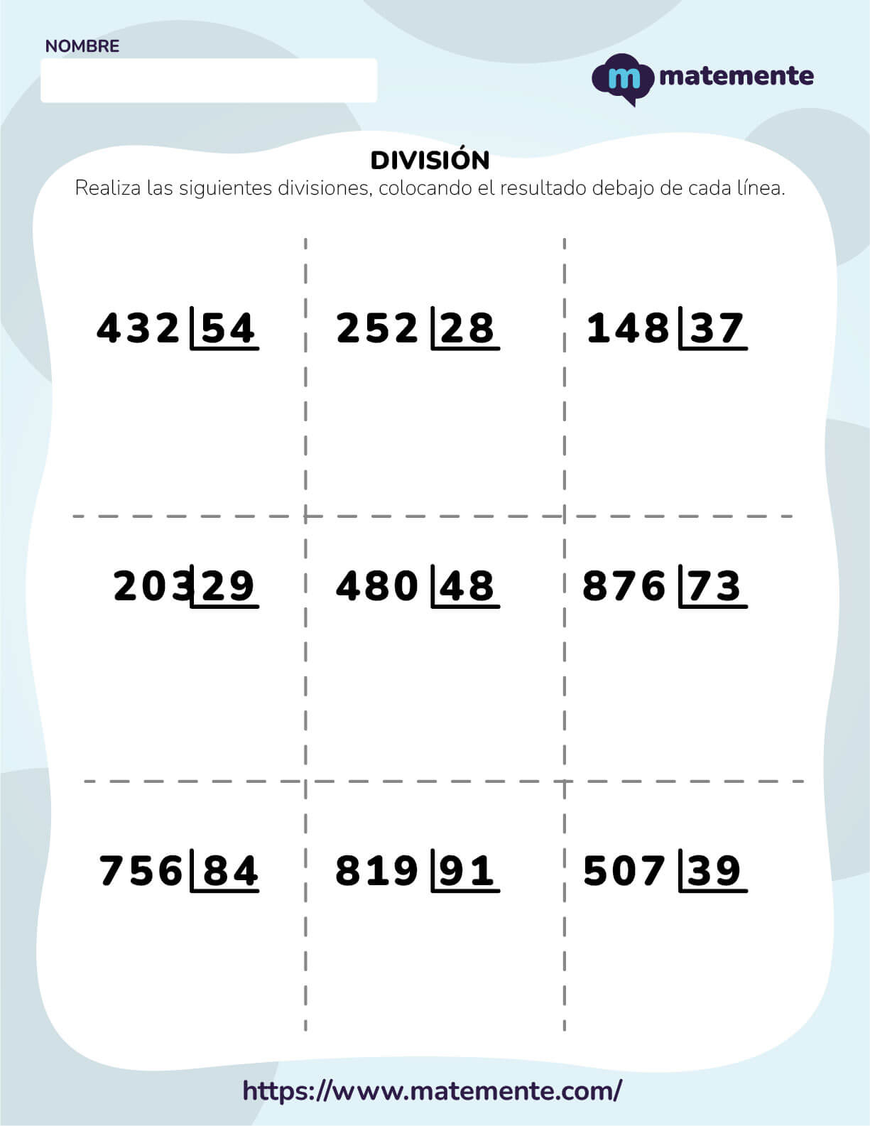 ejercicios de divisiones para niños de cuarto grado 9