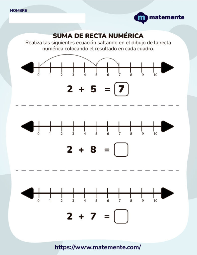 Ejercicios de sumas en recta numérica