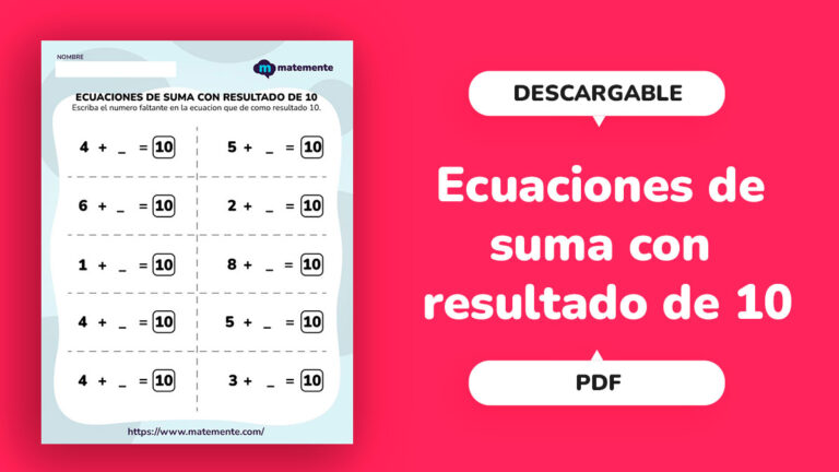 Ecuaciones de Suma con Resultado de 10 - portada