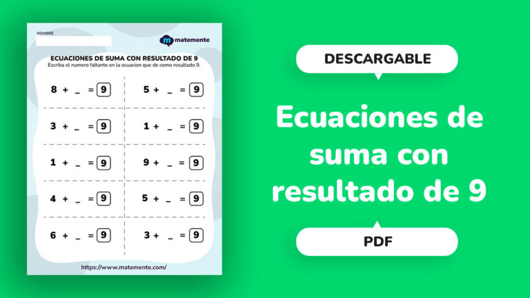 Ecuaciones de Suma con Resultado de 9 - portada