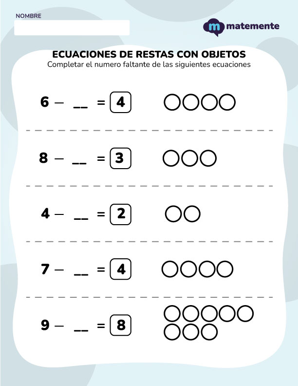 Ecuaciones de resta con objetos - 2