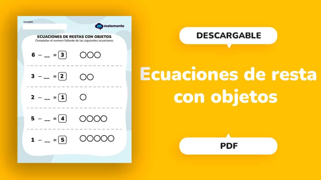 Ecuaciones de resta con objetos - portada