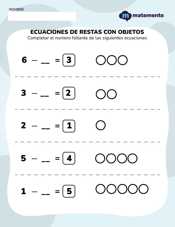 Ecuaciones de resta con objetos