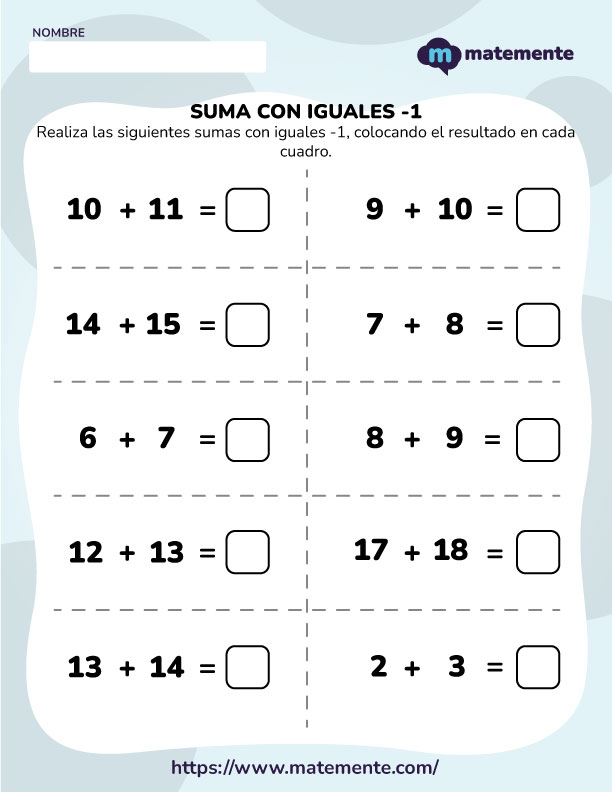 Ejercicio de Suma con iguales -1 - 2