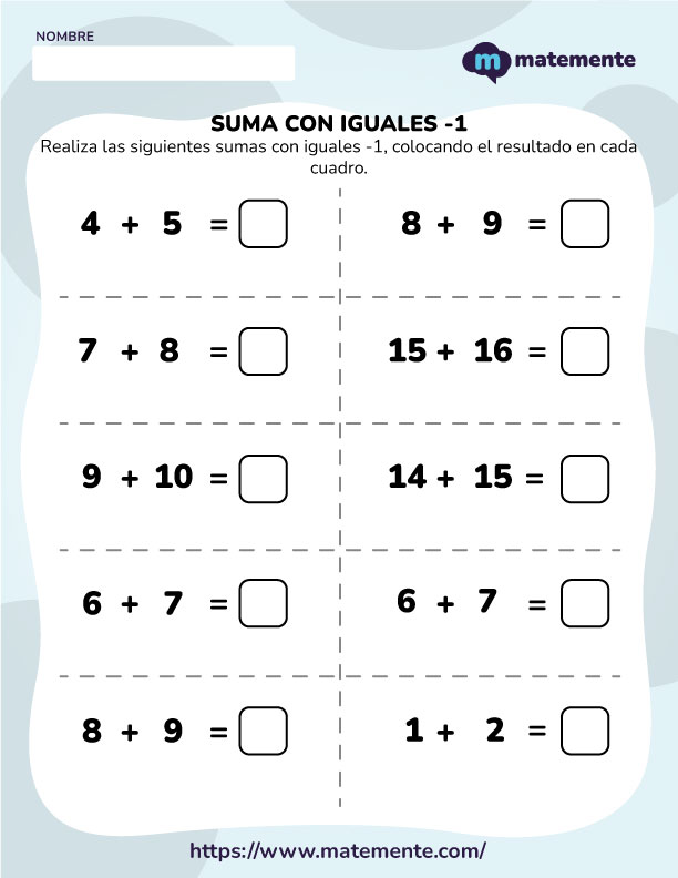 Ejercicio de Suma con iguales -1 - 3