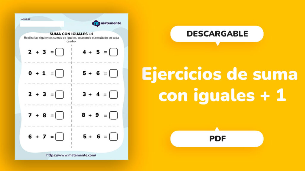 Ejercicios de suma con iguales + 1 - portado