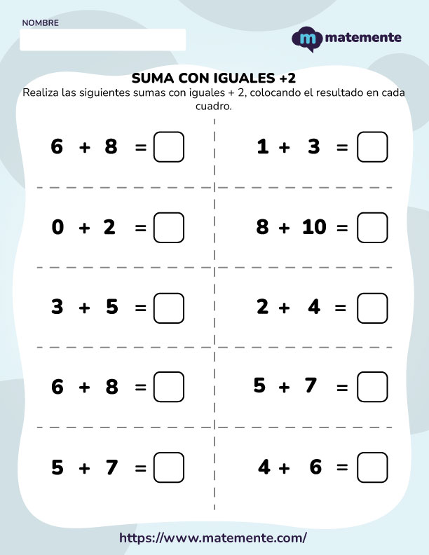 Ejercicios de Suma con iguales +2