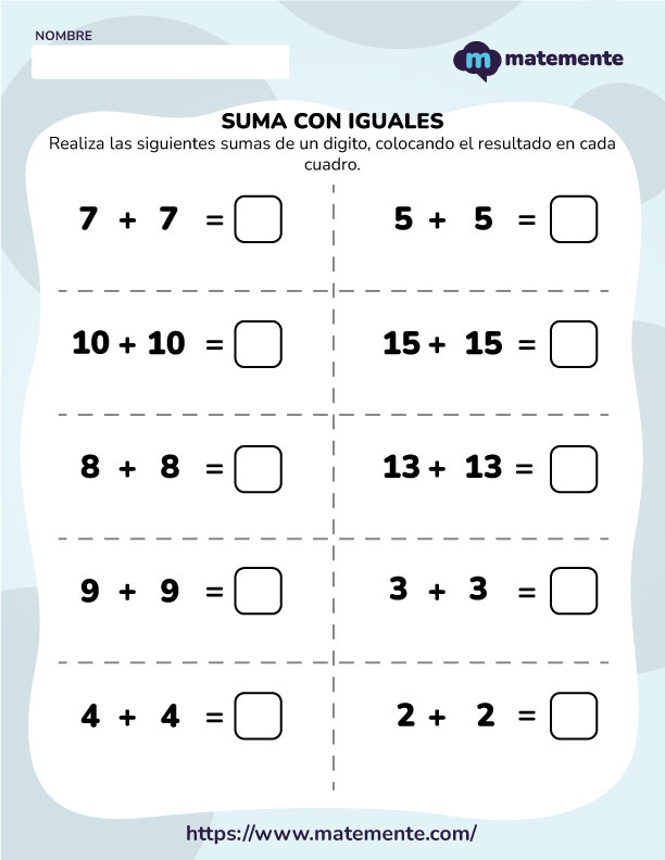 Ejercicios de suma con iguales - 3