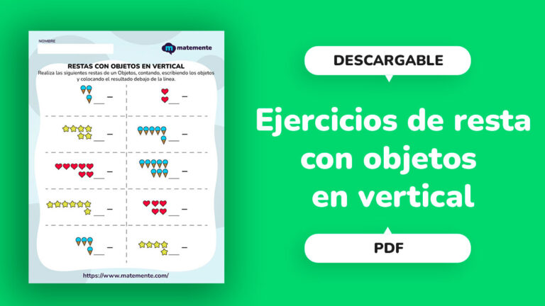 Ejercicios de resta con objetos en vertical - portada