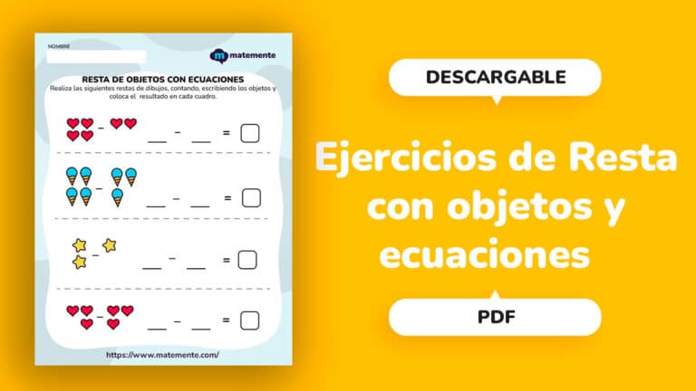 Ejercicios de Resta con objetos y ecuaciones - portada