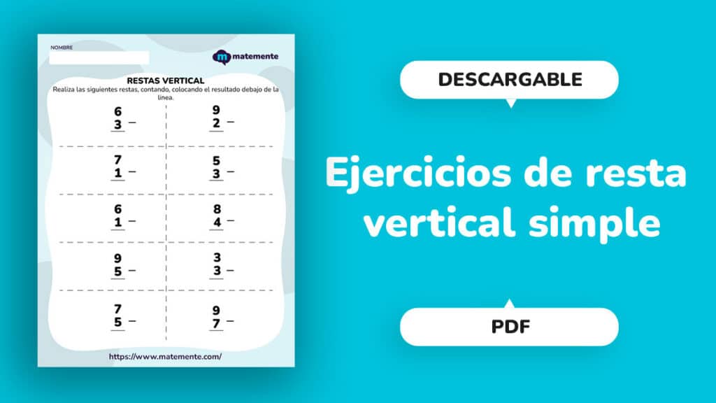 Ejercicios de resta vertical simple - portada