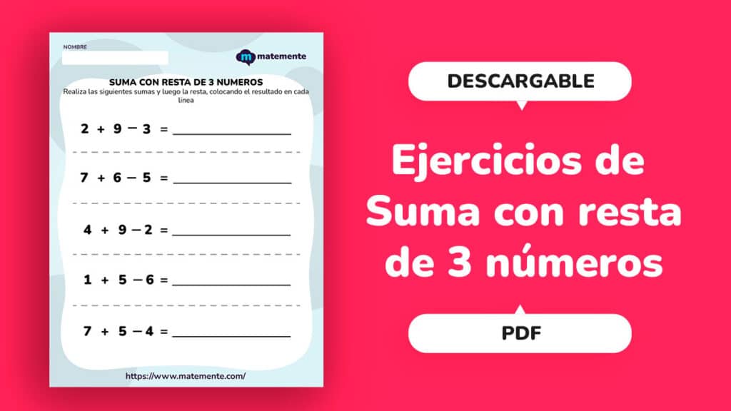 Ejercicios de suma con resta de 3 números