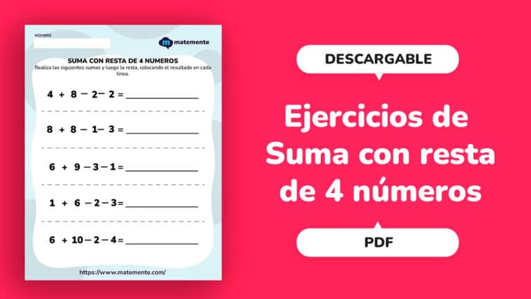 SUMA CON RESTA DE 4 NUMEROS - portada