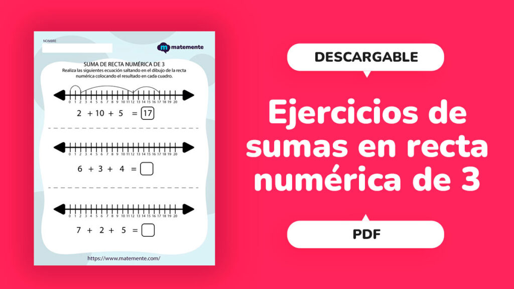 Suma de recta numérica de 3 - portada