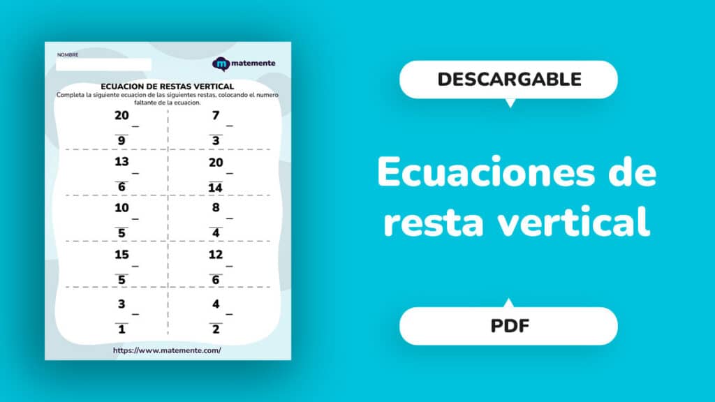 Ecuaciones de resta vertical - portada
