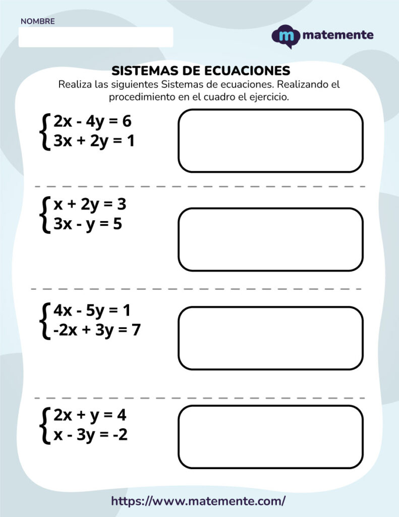 Ejercicios de Sistemas de ecuaciones 2
