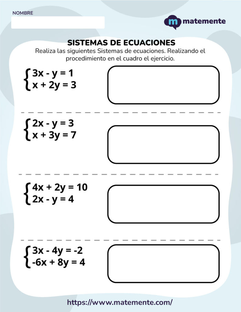 Ejercicios de Sistemas de ecuaciones 3